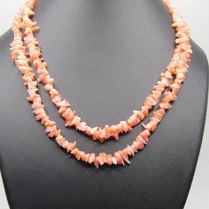 Angel Skin Coral Necklace Beaded 36" Long